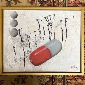 Modern Red and Gray Pill Art Canvas